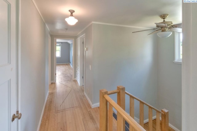 1935 Harris Ave, Richland, WA 99354 - corridor featuring an upstairs landing, light wood-type flooring, and crown molding