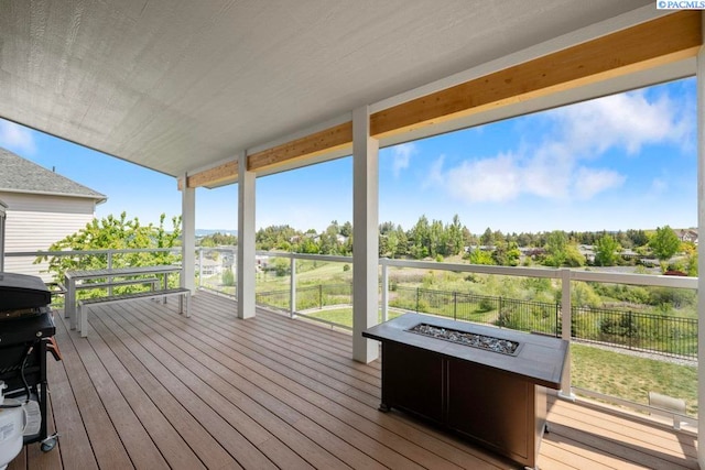 970 SW Itani Dr, Pullman, WA 99163 - wooden terrace featuring an outdoor fire pit