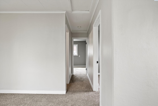 447 S Wilbur Ave, Walla Walla, WA 99362 - hall featuring baseboards, carpet flooring, and crown molding