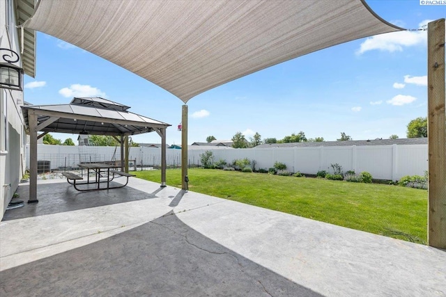 view of patio with a gazebo and central AC unit