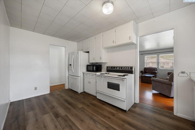 1001 Wilson St, Richland, WA 99354 - kitchen featuring white appliances, dark wood-type flooring, white cabinetry, and light countertops