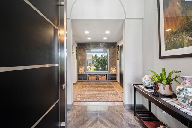 9115 W Maple Dr, Pasco, WA 99301 - hall with marble tiled floors and recessed lighting