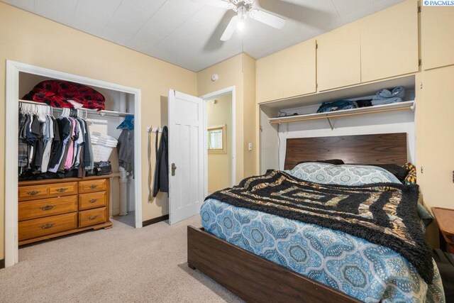 408 S Mill St, Colfax, WA 99111 - bedroom with light colored carpet, a closet, and ceiling fan