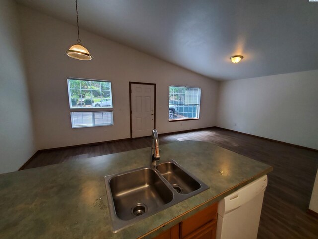 1135-1137 NE Indiana St, Pullman, WA 99163 - kitchen with plenty of natural light, vaulted ceiling, dishwasher, a sink, and open floor plan