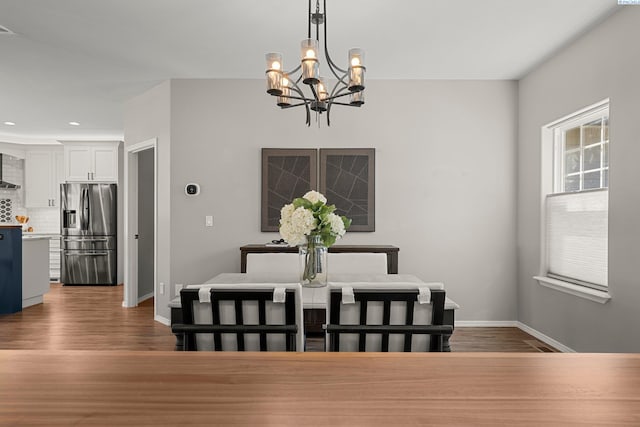 19 Ivy Ln, Pasco, WA 99301 - dining area with dark wood-type flooring, a chandelier, and recessed lighting