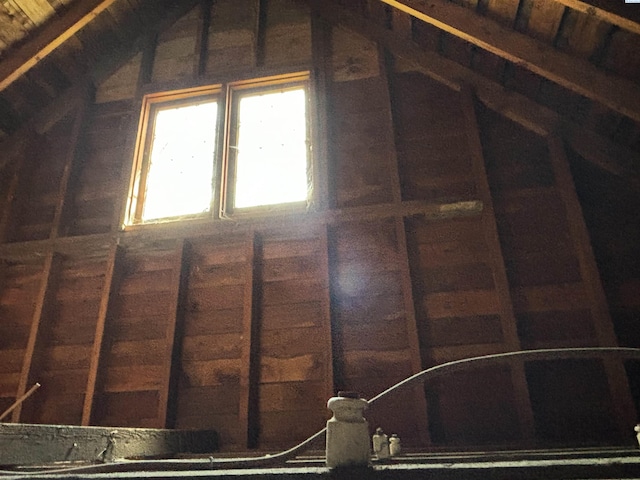 view of unfinished attic