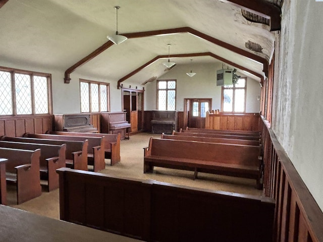 interior space featuring lofted ceiling