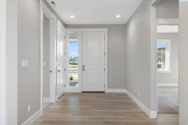 foyer entrance featuring light hardwood / wood-style flooring and a wealth of natural light