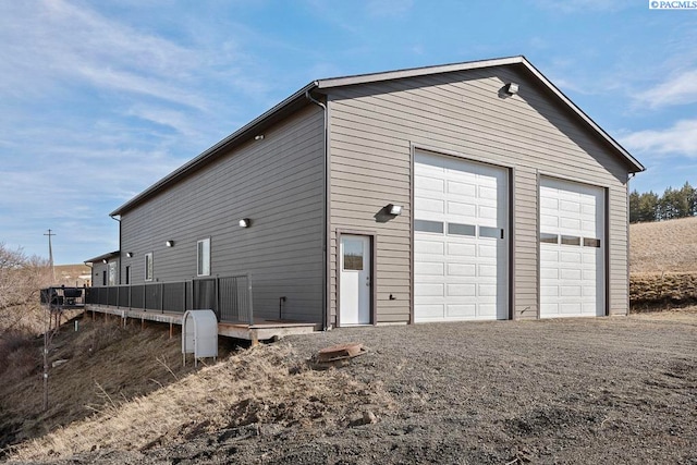 view of detached garage