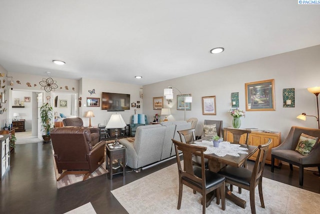 dining room featuring recessed lighting