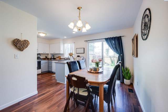 2349 NW Ridgeline Dr, Pullman, WA 99163 - dining area with baseboards, a chandelier, and dark wood-style floors