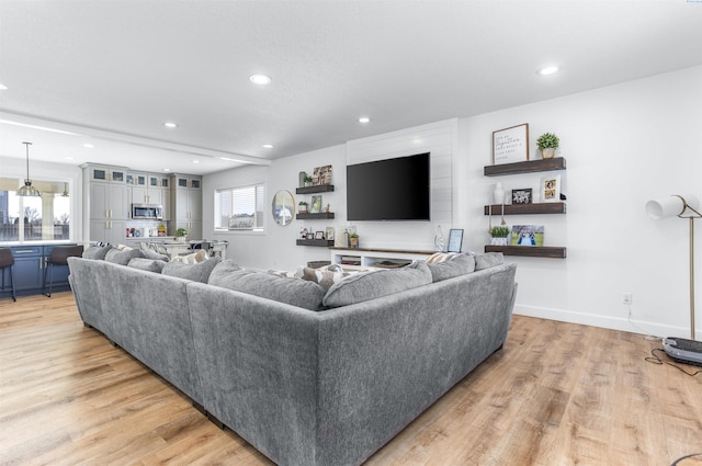 living room with light wood-type flooring