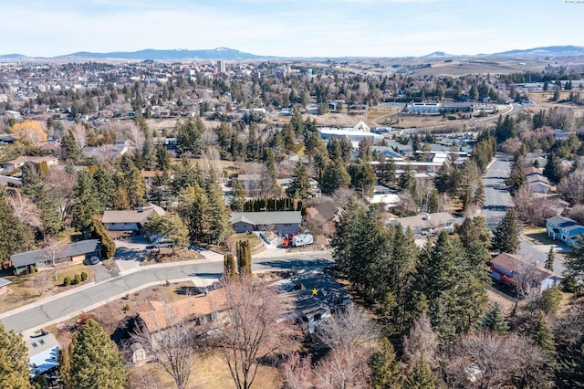 drone / aerial view with a mountain view