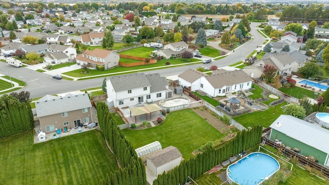 drone / aerial view with a residential view