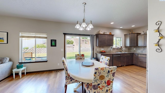 1025 SW Corral Ct, Pullman, WA 99163 - dining area featuring light wood-type flooring, a chandelier, and recessed lighting