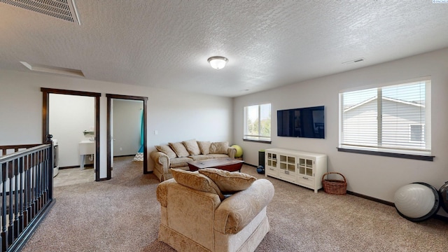 1025 SW Corral Ct, Pullman, WA 99163 - living room featuring light colored carpet and a textured ceiling