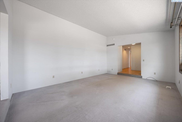 10012 Maple Dr, Pasco, WA 99301 - empty room with light carpet, a textured ceiling, and lofted ceiling