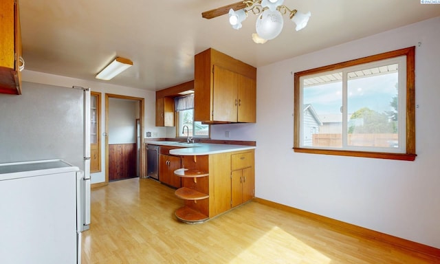703 W Octave St, Pasco, WA 99301 - kitchen with dishwasher, open shelves, light wood-style floors, light countertops, and stove