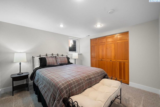1005 NW State St, Pullman, WA 99163 - bedroom with carpet, baseboards, a closet, and recessed lighting