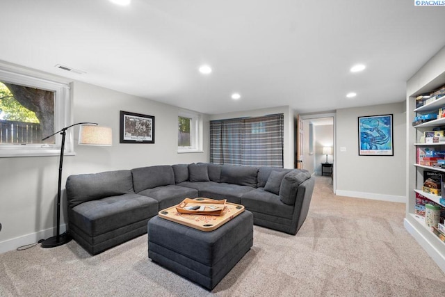 1005 NW State St, Pullman, WA 99163 - living area featuring recessed lighting, light carpet, and baseboards