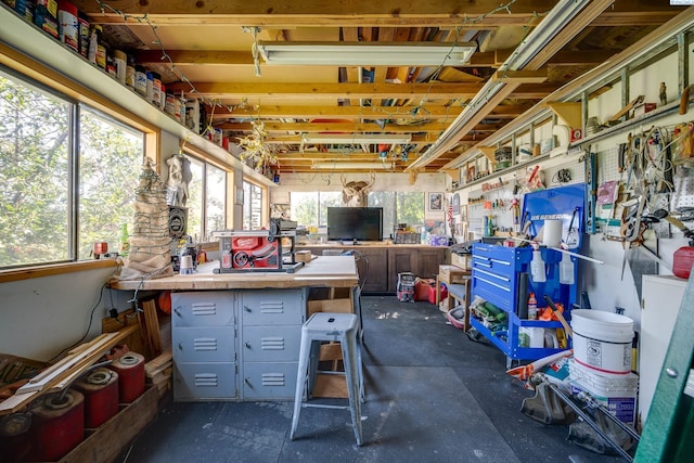 interior space with a workshop area