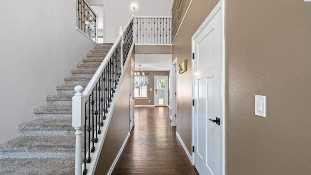 1824 W 28th Ave, Kennewick, WA 99337 - stairs featuring wood finished floors and a chandelier