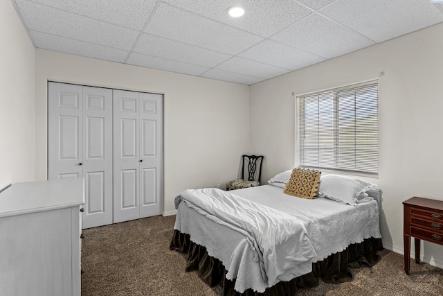 1348 Rohman Dr, Prosser, WA 99350 - carpeted bedroom with a closet, baseboards, and a paneled ceiling