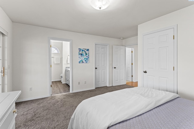 1348 Rohman Dr, Prosser, WA 99350 - bedroom with ensuite bathroom, baseboards, and light colored carpet
