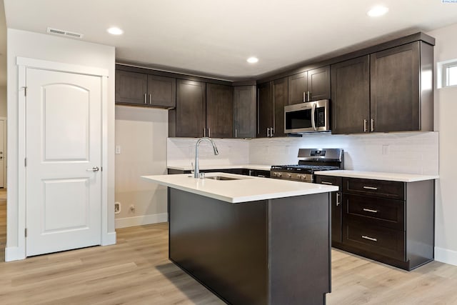 10402 Kokanee Dr, Pasco, WA 99301 - kitchen featuring light wood-style flooring, visible vents, stainless steel appliances, and a sink