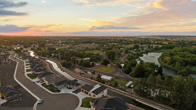 3312 Bing St, West Richland, WA 99353 - aerial view of property's location featuring a nearby body of water and nearby suburban area