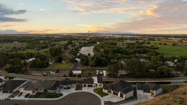 3312 Bing St, West Richland, WA 99353 - aerial overview of property's location featuring a nearby body of water and nearby suburban area