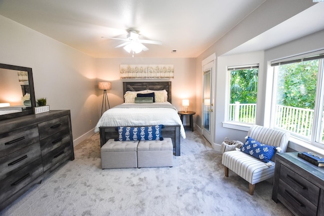 2780 Katie Rd, Kennewick, WA 99338 - bedroom featuring carpet flooring, baseboards, access to outside, and ceiling fan