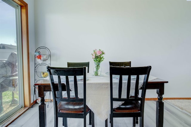 dining space with baseboards