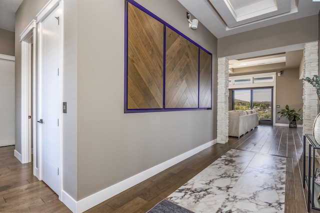 975 Rieve Ct, Richland, WA 99352 - hallway with hardwood / wood-style flooring and a raised ceiling