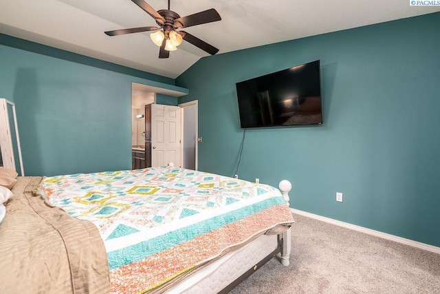 5309 Buchanan Ln, Pasco, WA 99301 - bedroom with lofted ceiling, carpet flooring, baseboards, and ceiling fan
