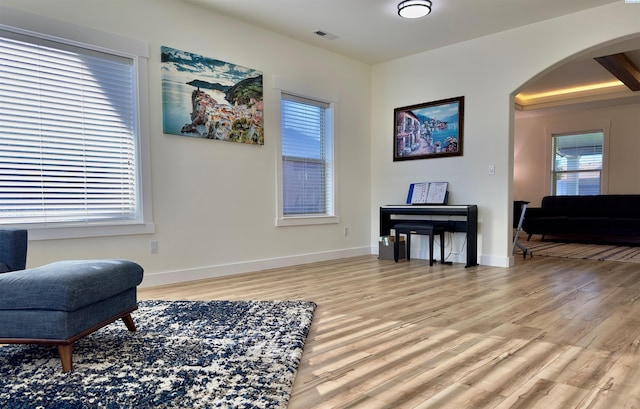 4516 NW Commons Dr, Pasco, WA 99301 - living area featuring arched walkways and light wood-type flooring