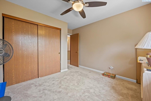 5001 E Killdeer Ct, West Richland, WA 99353 - unfurnished bedroom featuring carpet, a closet, baseboards, and ceiling fan