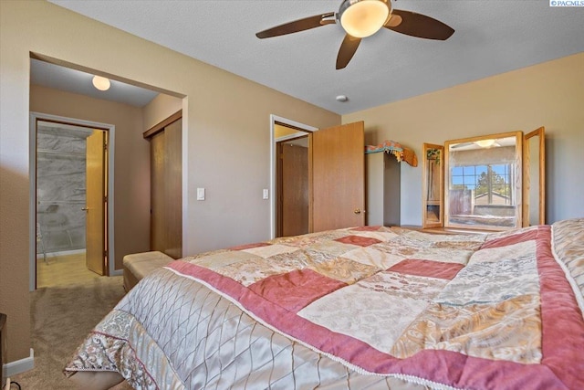 5001 E Killdeer Ct, West Richland, WA 99353 - bedroom with ceiling fan, carpet, and a textured ceiling