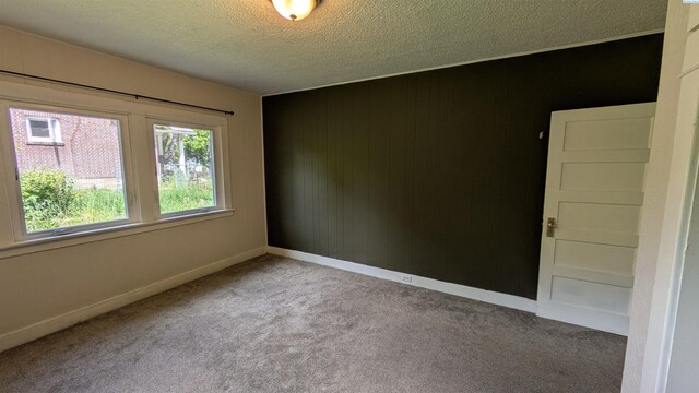 535 SE Side St, Pullman, WA 99163 - carpeted spare room with a textured ceiling, baseboards, and wood walls