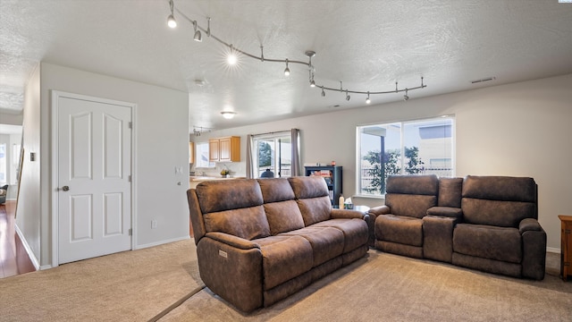 9907 Chelan Ct, Pasco, WA 99301 - living area featuring light colored carpet and a textured ceiling