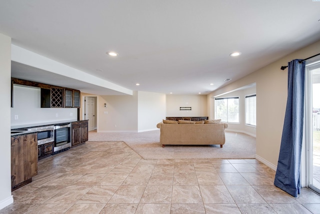 1105 SW Meyer Dr, Pullman, WA 99163 - living area featuring beverage cooler, bar, and recessed lighting