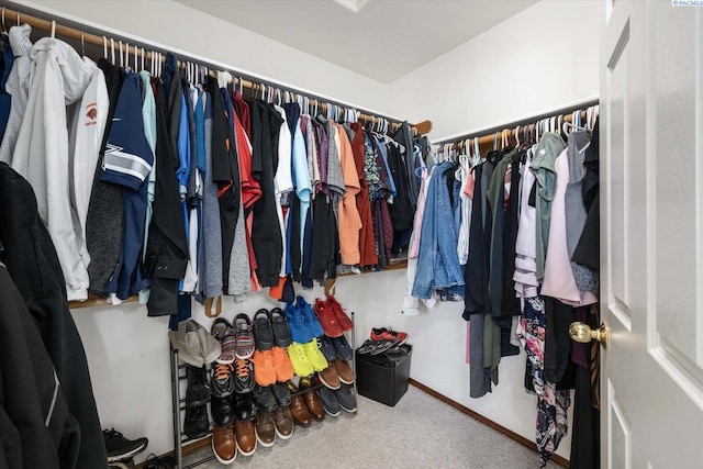 spacious closet featuring carpet floors