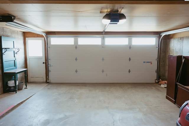 garage with a garage door opener