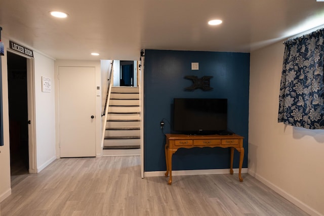 interior space with light hardwood / wood-style flooring