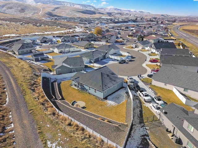 bird's eye view featuring a mountain view and a residential view