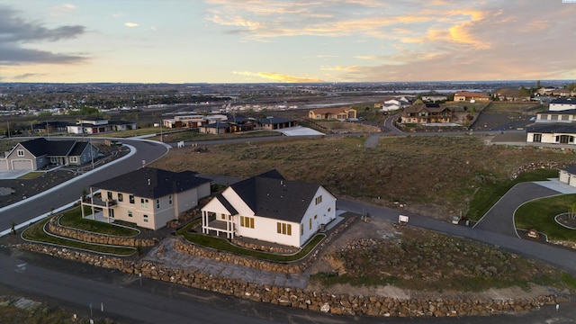 view of aerial view at dusk