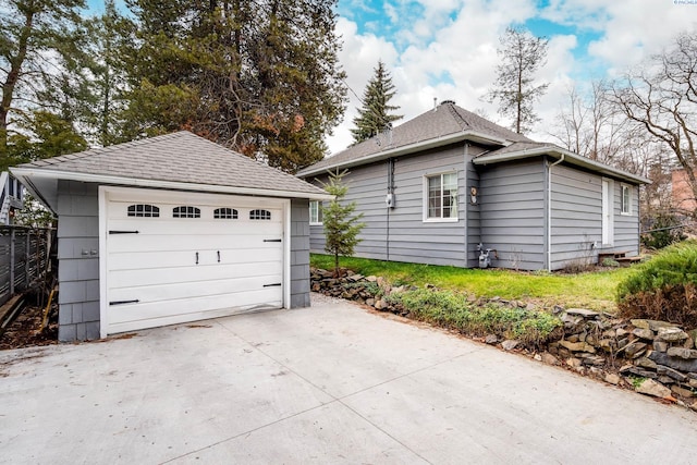 view of detached garage