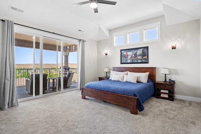 1430 Purple Sage St, Richland, WA 99352 - bedroom featuring access to exterior, carpet floors, baseboards, and ceiling fan