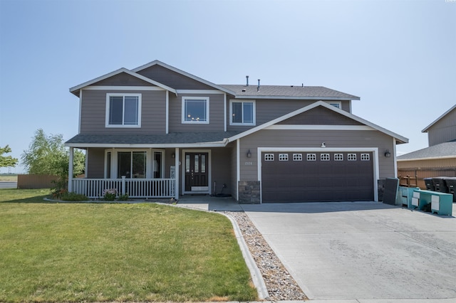2124 S Dilley Ave, Moses Lake, WA 98837 - view of front of home featuring a porch, an attached garage, concrete driveway, and a shingled roof
