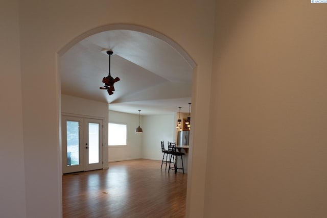 1205 SW Hannah St, Pullman, WA 99163 - foyer featuring arched walkways, wood finished floors, and lofted ceiling